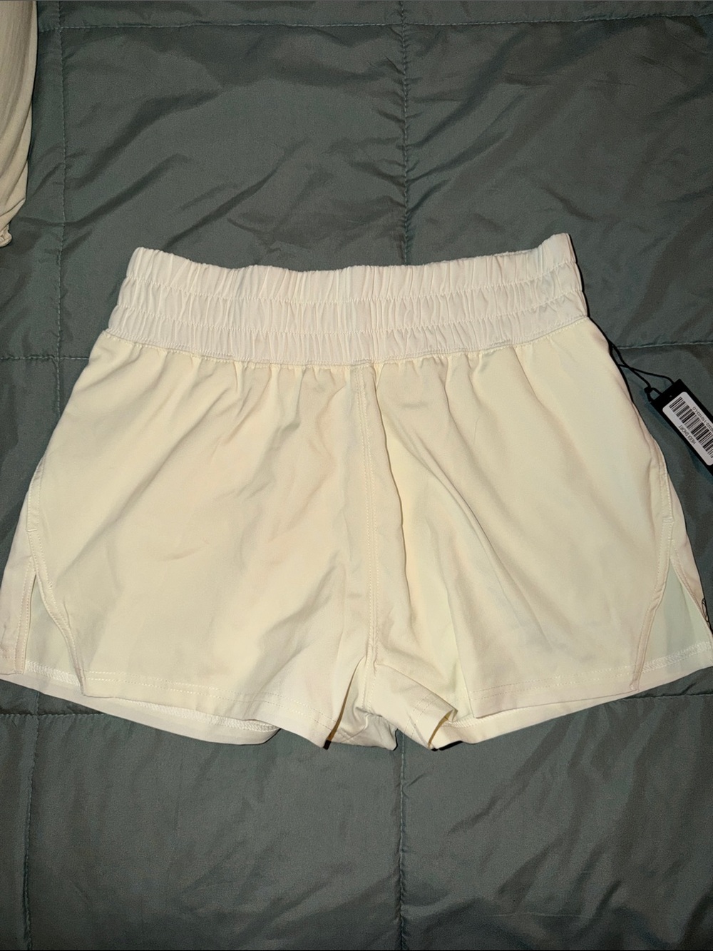 Women's Cream Athletic Shorts with Wide Elastic Waistband